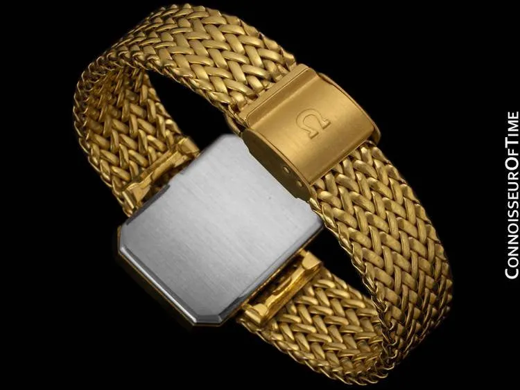 1973 Omega De Ville Mens Midsize "Emerald" Modern Watch By Andrew Grima - 18K Gold Plated & Stainless Steel