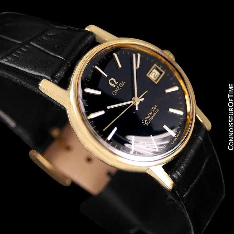 1975 Omega Vintage Seamaster Mens Watch, Automatic, Date - 18K Gold Plated & Stainless Steel