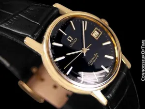 1975 Omega Vintage Seamaster Mens Watch, Automatic, Date - 18K Gold Plated & Stainless Steel