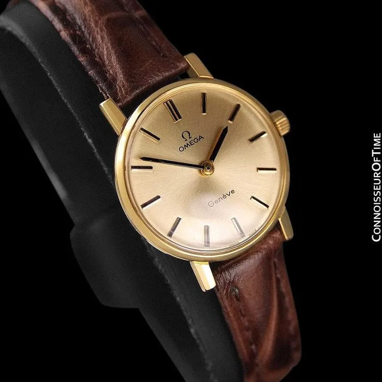 1977 Omega Geneve Vintage Ladies Watch - 18K Gold Plated & Stainless Steel