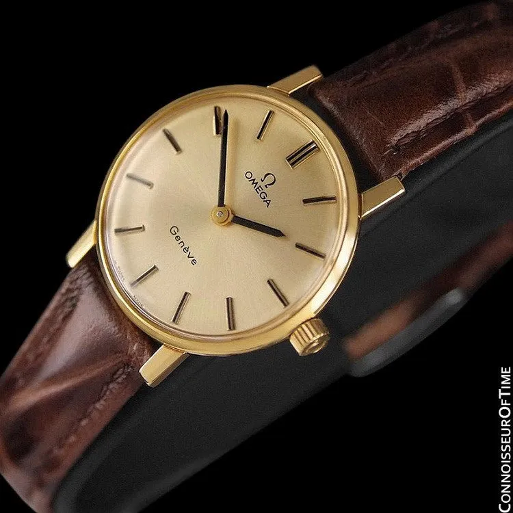 1977 Omega Geneve Vintage Ladies Watch - 18K Gold Plated & Stainless Steel