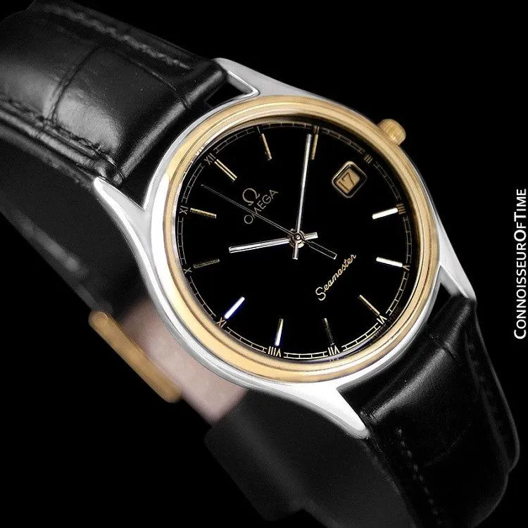 1980's Omega Seamaster Brest Vintage Mens Quartz Watch - Stainless Steel & 18K Gold Plated