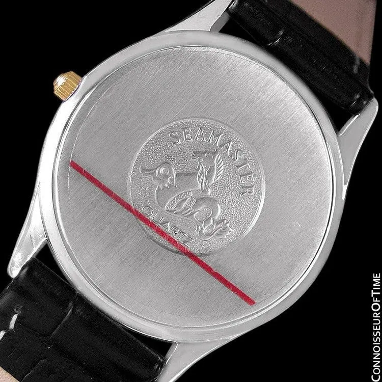 1980's Omega Seamaster Brest Vintage Mens Quartz Watch - Stainless Steel & 18K Gold Plated