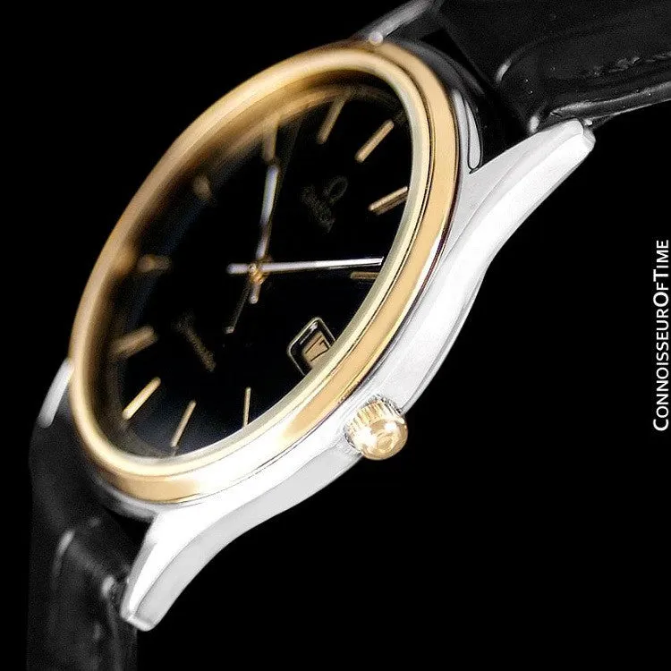 1980's Omega Seamaster Brest Vintage Mens Quartz Watch - Stainless Steel & 18K Gold Plated