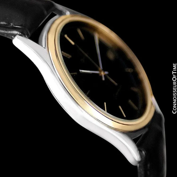 1980's Omega Seamaster Brest Vintage Mens Quartz Watch - Stainless Steel & 18K Gold Plated