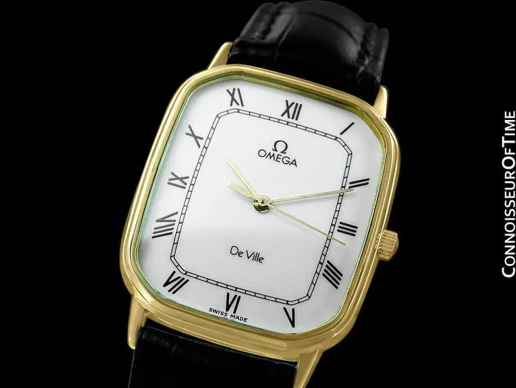 1983 Omega De Ville Vintage Mens Ultra Thin Dress Watch - 18K Gold Plated & Stainless Steel