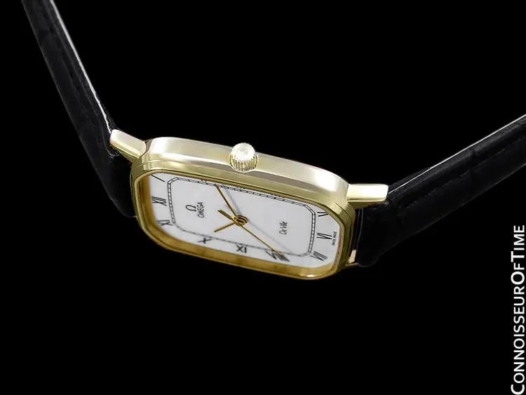 1983 Omega De Ville Vintage Mens Ultra Thin Dress Watch - 18K Gold Plated & Stainless Steel