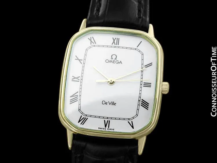 1983 Omega De Ville Vintage Mens Ultra Thin Dress Watch - 18K Gold Plated & Stainless Steel