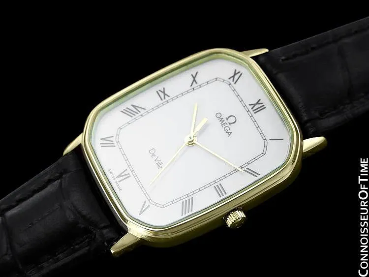 1983 Omega De Ville Vintage Mens Ultra Thin Dress Watch - 18K Gold Plated & Stainless Steel