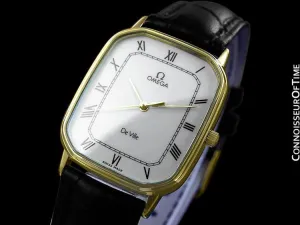 1983 Omega De Ville Vintage Mens Ultra Thin Dress Watch - 18K Gold Plated & Stainless Steel