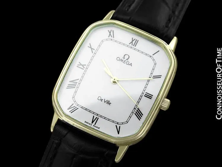 1983 Omega De Ville Vintage Mens Ultra Thin Dress Watch - 18K Gold Plated & Stainless Steel
