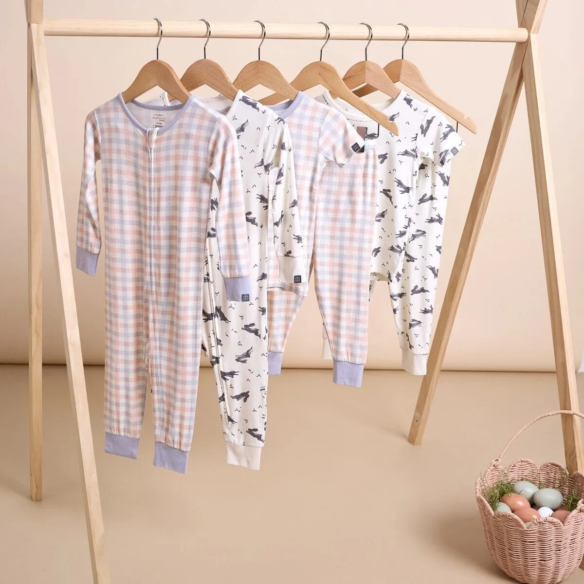 2-Pack Baby & Toddler Neutral Blue Plaid Snug Fitting Footless Pajamas