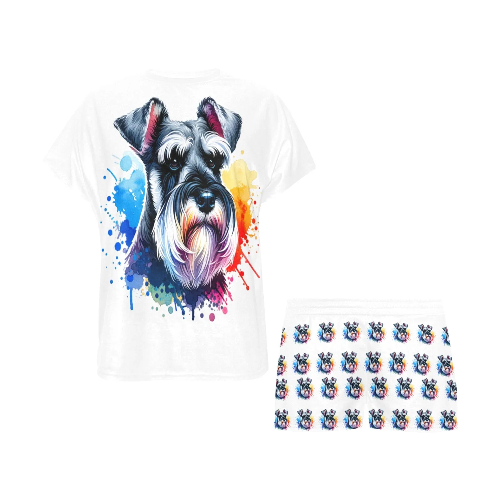 2 Piece Schnauzer PJ Set - Watercolor