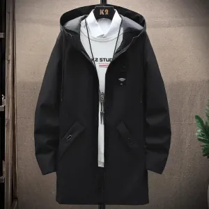 2025 Men's Classic Fashion Trend Long Windbreaker Spring Autumn Men Casual Loose Large Size High-quality Hooded Coat