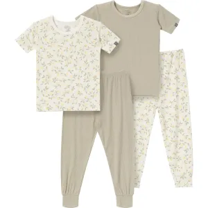 4-Piece Infant & Toddler Girls Lemon Vines Snug Fitting Pajamas
