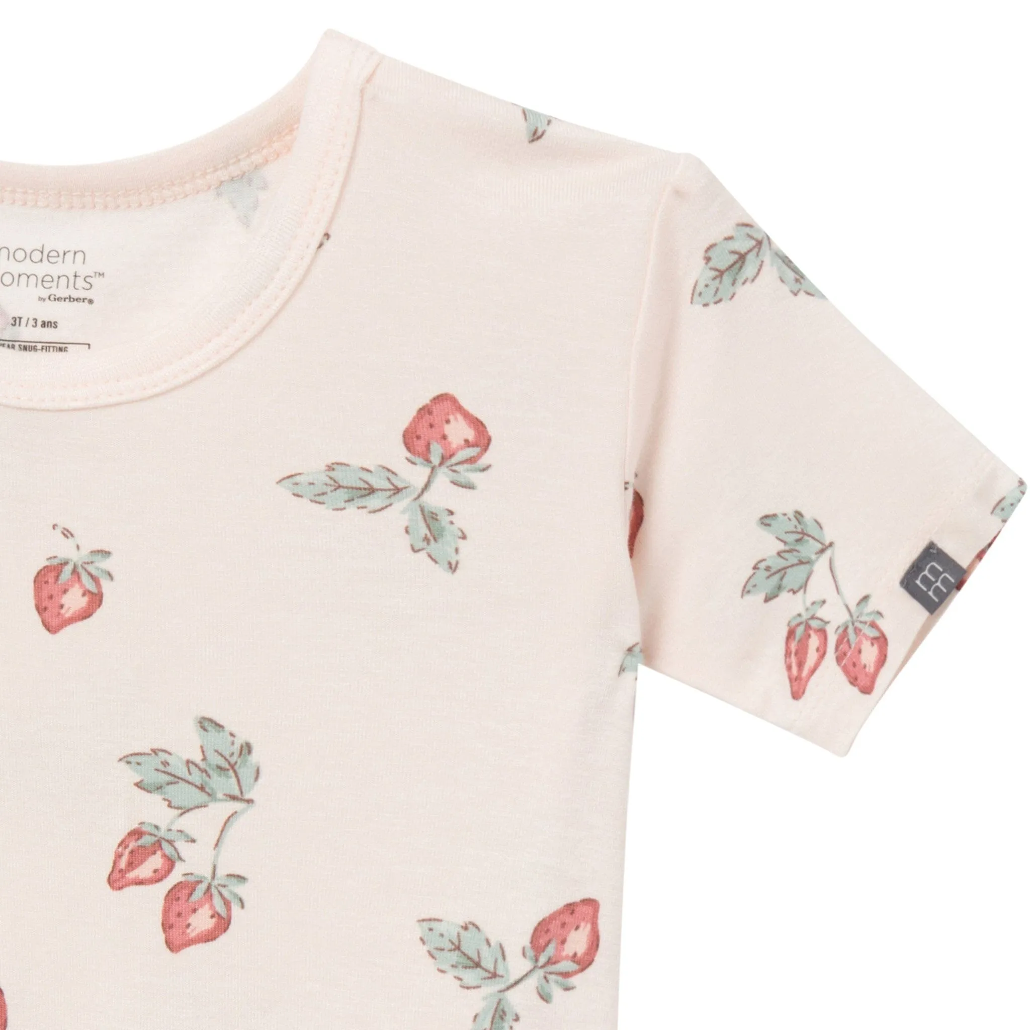 4-Piece Infant & Toddler Girls Rose Strawberry Snug Fitting Pajamas