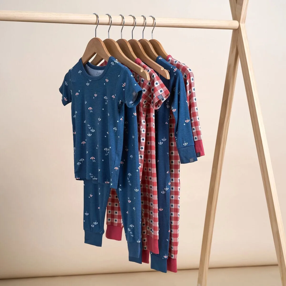 4-Piece Infant & Toddler Neutral Blue Umbrella Snug Fitting Pajamas