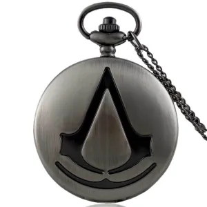 45mm Full Hunter Quartz Engraved Fob Retro Pendant Pocket Watch Chain Gift