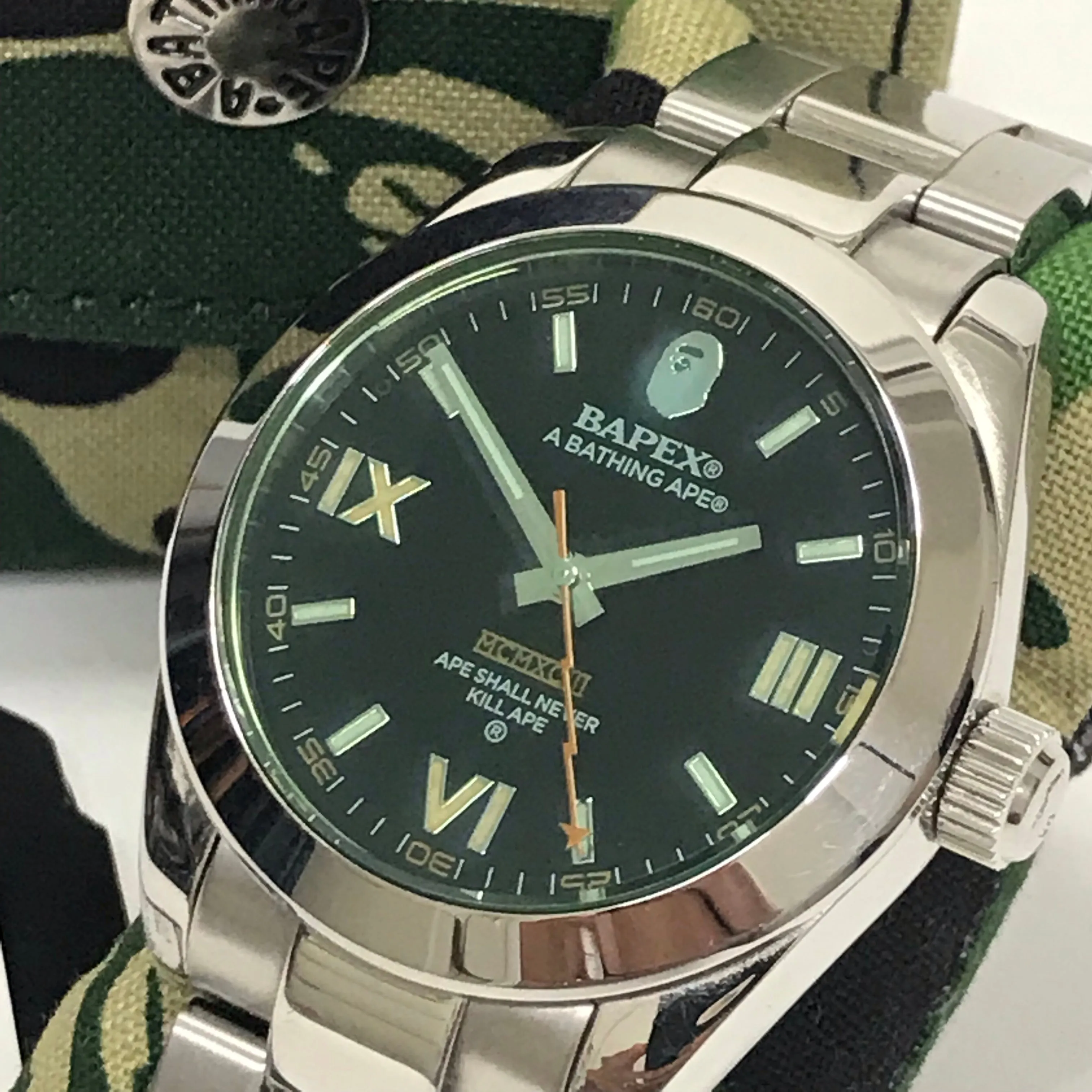 A Bathing Ape Bape Type 15 Milgaus Bapex Watch Silver/Black