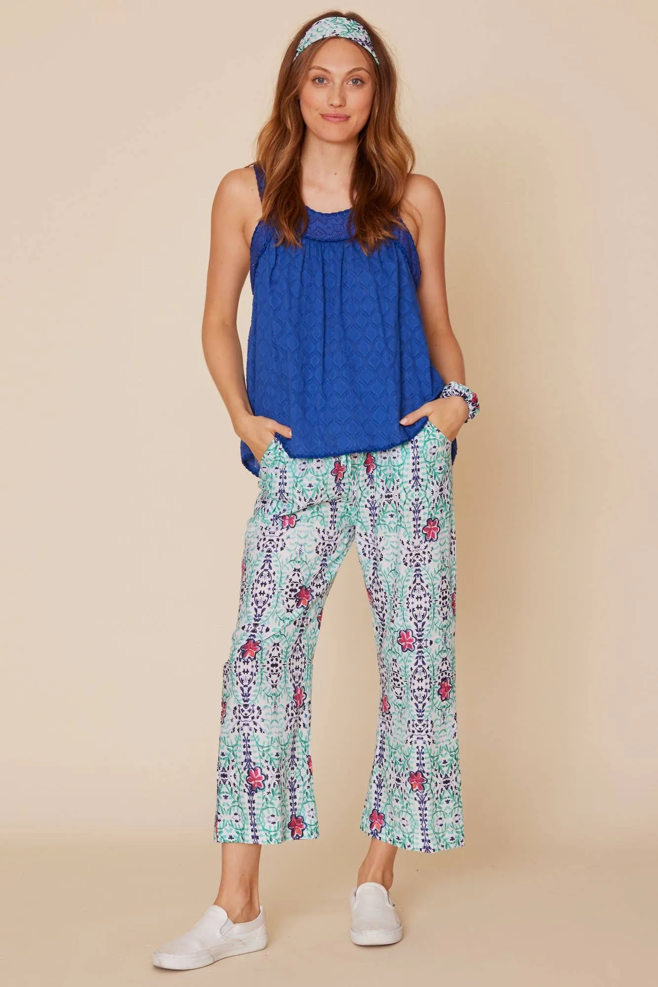 Albinia Printed Elastic High Waist Pants
