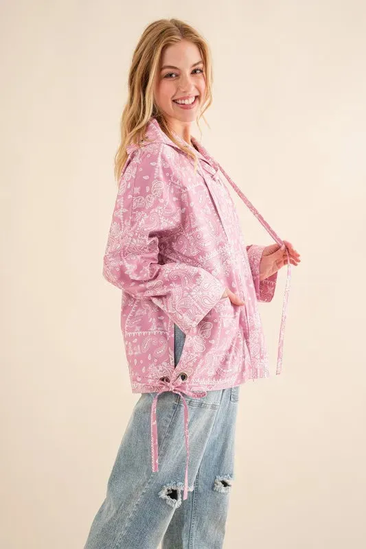 And The Why Bandana Pattern Lace Up Detailed Windbreaker