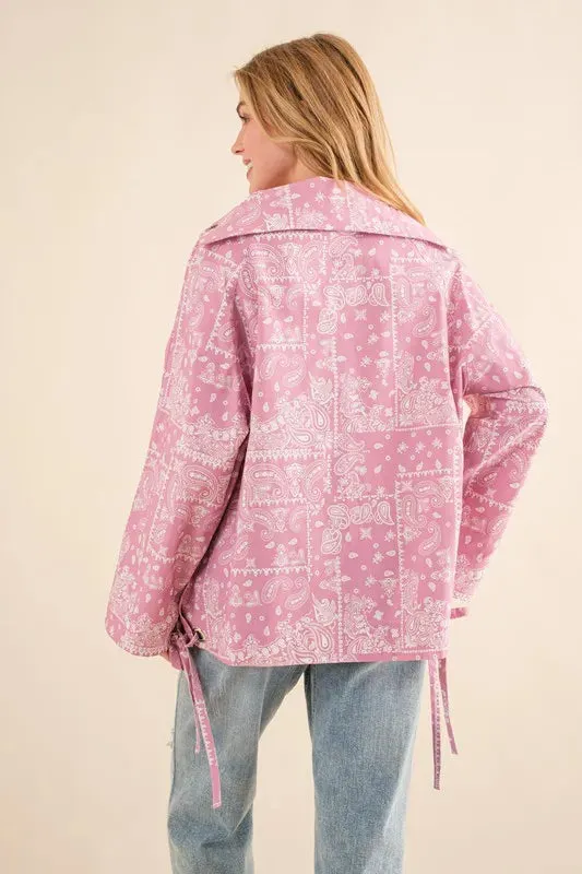 And The Why Bandana Pattern Lace Up Detailed Windbreaker