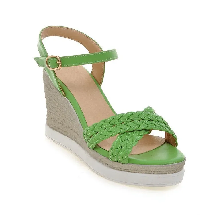 Ankle Strap Women Platform Sandals Wedge Heels Shoes for Summer 1026