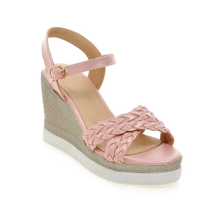 Ankle Strap Women Platform Sandals Wedge Heels Shoes for Summer 1026