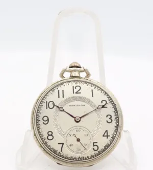 Antique 12s 1924 Hamilton 17 Jewel Mechanical Pocket Watch 912 14k White GF
