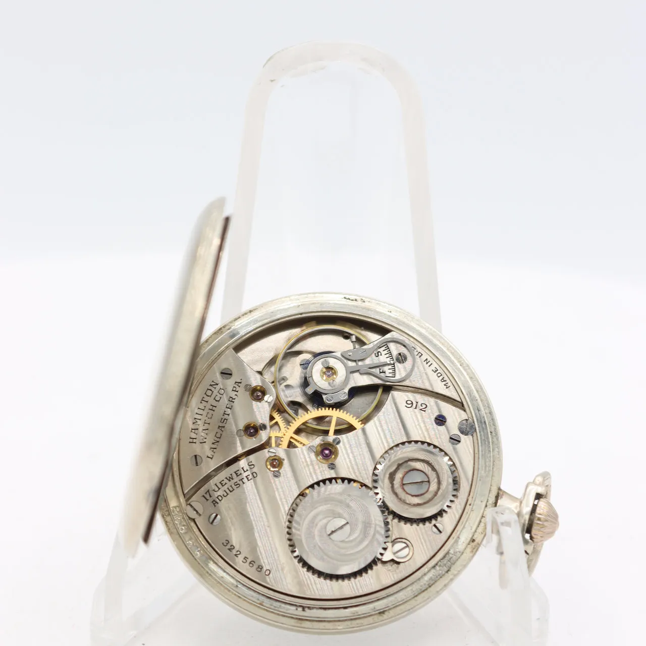 Antique 12s 1924 Hamilton 17 Jewel Mechanical Pocket Watch 912 14k White GF