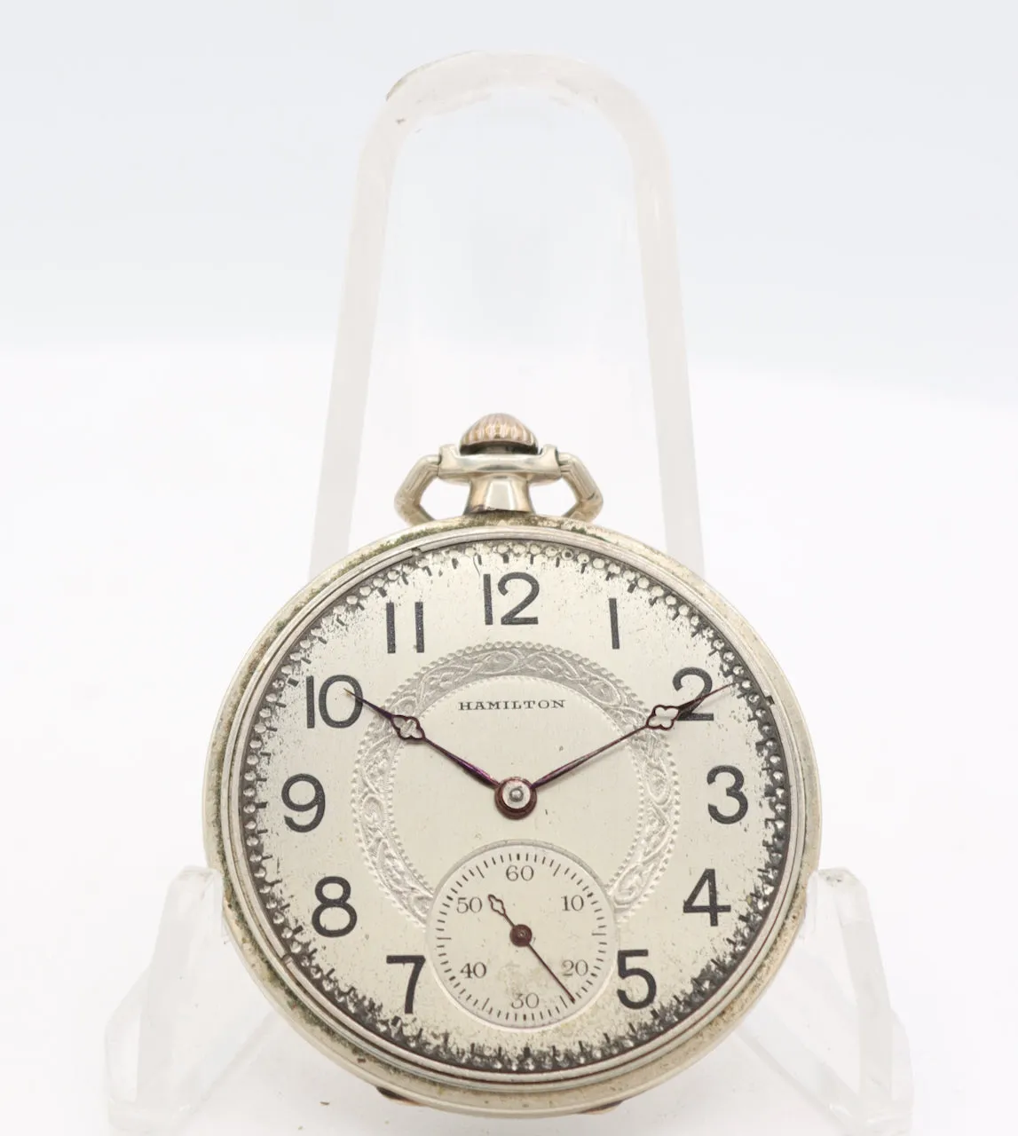 Antique 12s 1924 Hamilton 17 Jewel Mechanical Pocket Watch 912 14k White GF