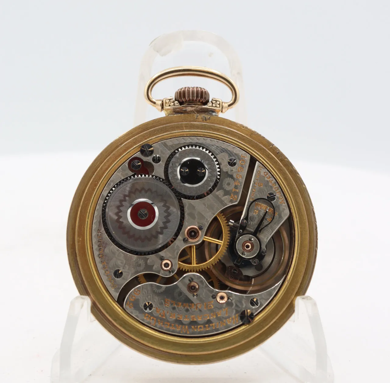 Antique 16s 1914 Hamilton Pinstriped 21 Jewel Railroad Pocket Watch 992 USA