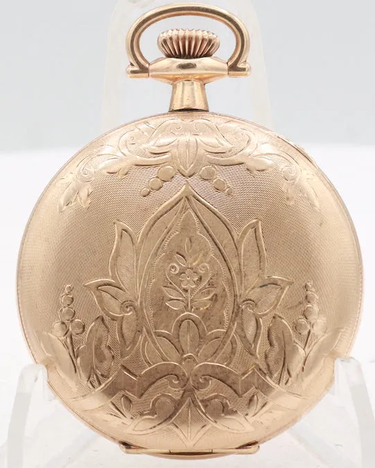 Antique 16S Elgin Fancy Guilloche Mechanical Hunter Pocket Watch Gold FIlled