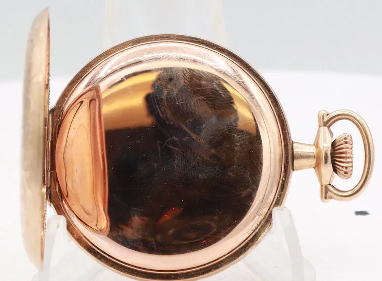 Antique 16S Elgin Fancy Guilloche Mechanical Hunter Pocket Watch Gold FIlled