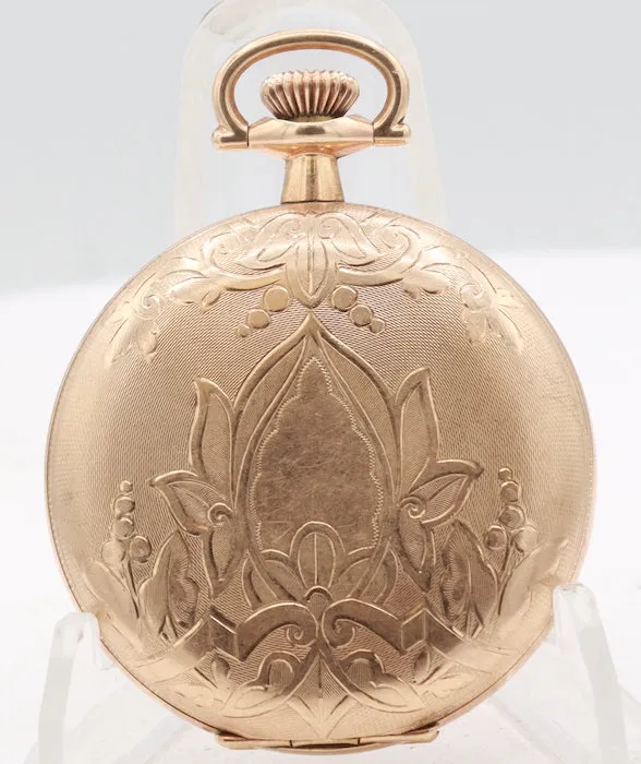 Antique 16S Elgin Fancy Guilloche Mechanical Hunter Pocket Watch Gold FIlled