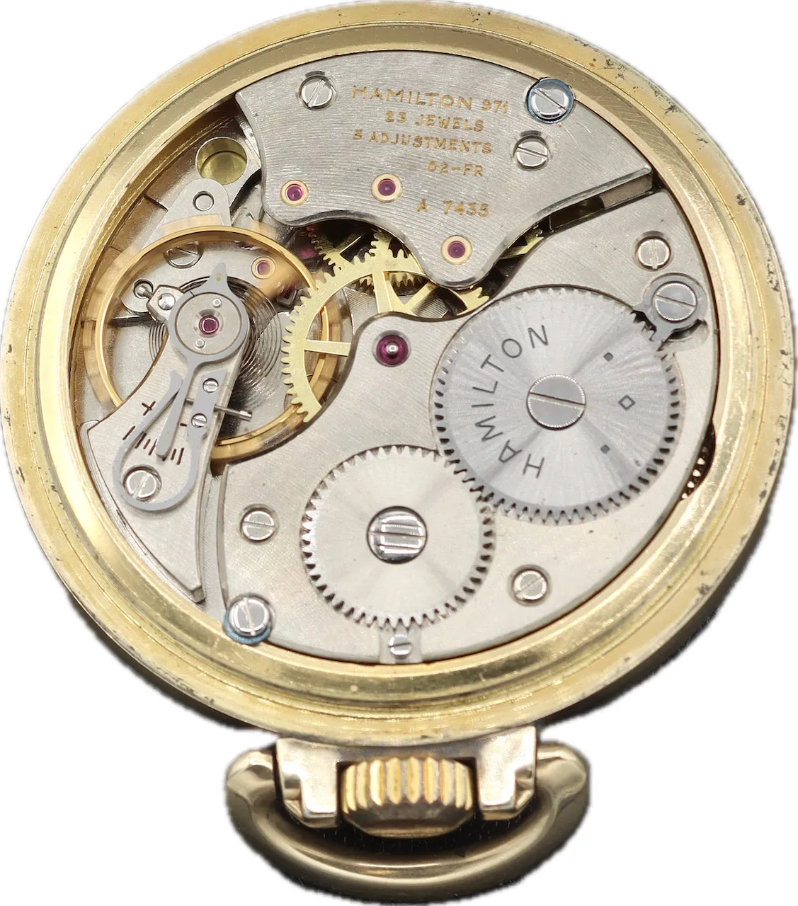 Antique 16S Hamilton A7435 Locomotive 23 Jewel Railroad Pocket Watch 971