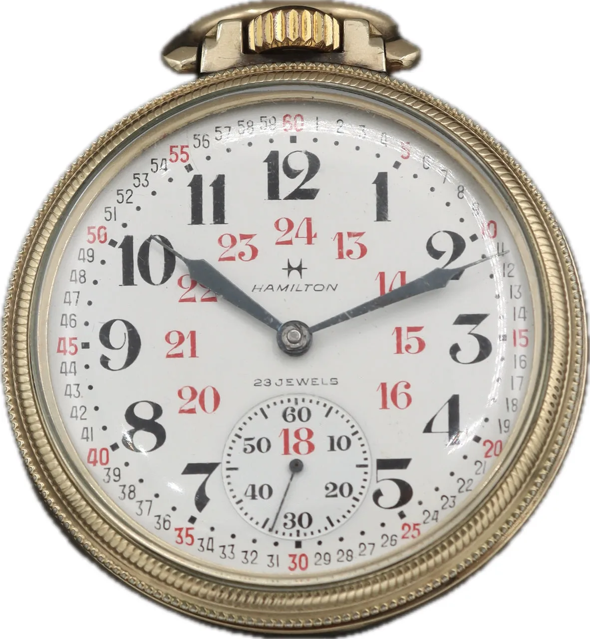 Antique 16S Hamilton A7435 Locomotive 23 Jewel Railroad Pocket Watch 971