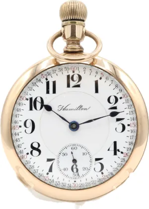 Antique 18 Size Hamilton Mechanical Railroad Pocket Watch Grade 940 14k GF