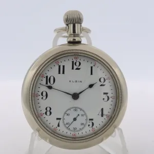 Antique 18s 1915 Elgin Coin Edge 17J Mechanical Pocket Watch 336 Silveroid