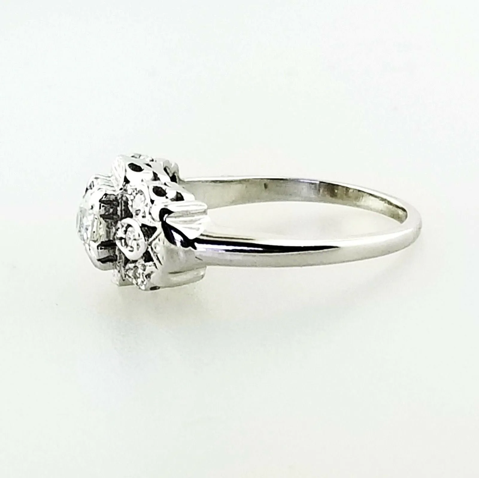 Antique Diamond Ring 14k White Gold Natural Round Cut Women's 0.75 CTW Size 6