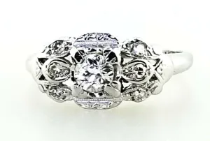Antique Diamond Ring 14k White Gold Natural Round Cut Women's 0.75 CTW Size 6