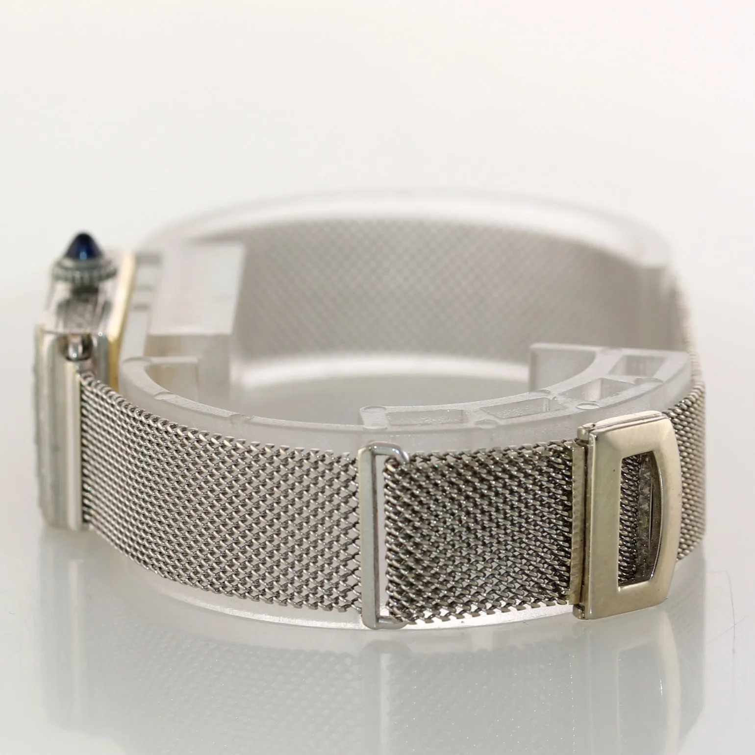 Antique Tiffany & Co. AWC Platinum 18k Yellow Gold Mesh Diamond Sapphire Watch
