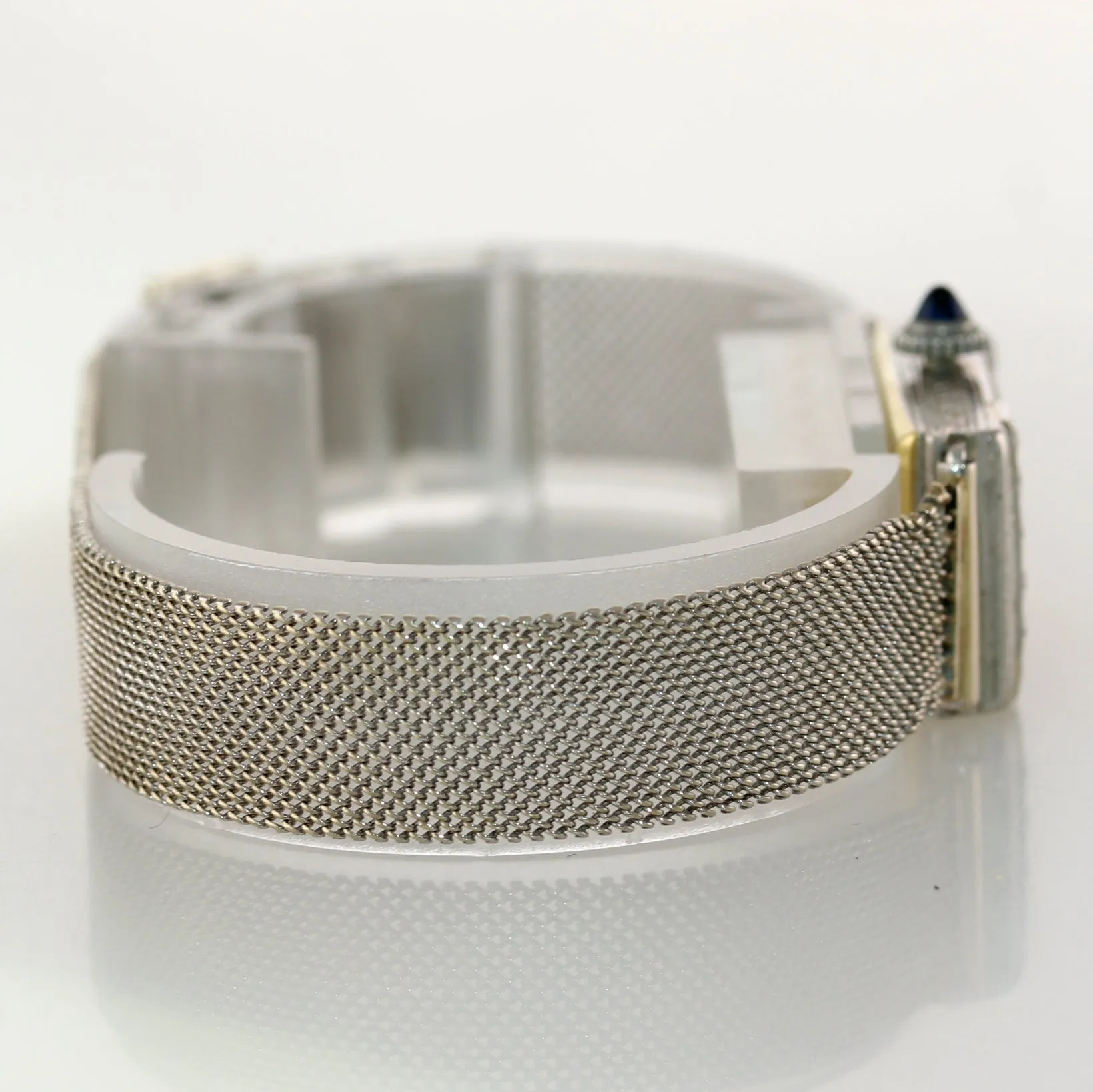 Antique Tiffany & Co. AWC Platinum 18k Yellow Gold Mesh Diamond Sapphire Watch