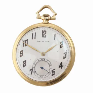 Antique Tiffany & Co IWC Solid 18k Yellow Gold Silver Arabic Swiss Pocket Watch