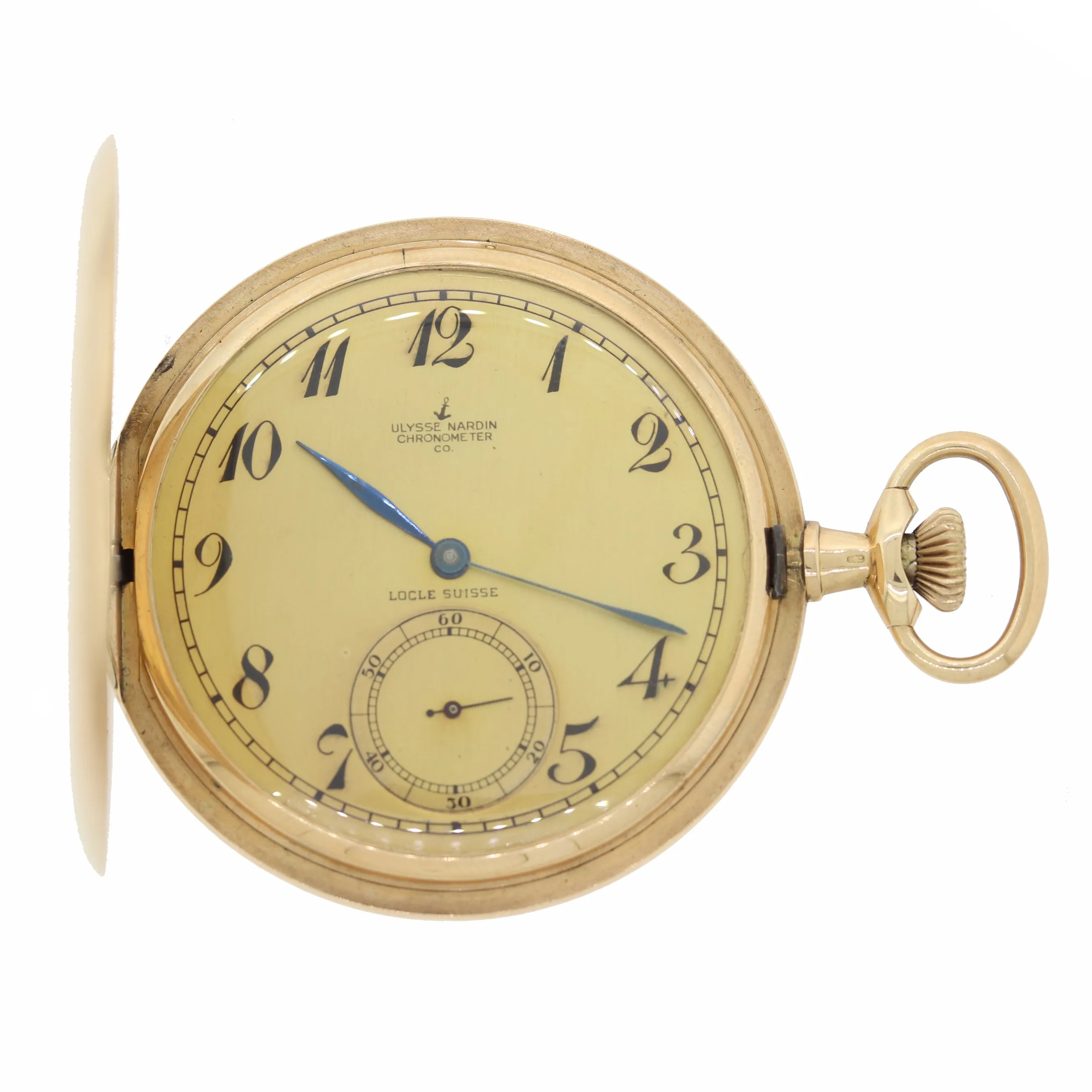 Antique Ulysse Nardin Solid 14k Gold Manual Swiss Full Hunter Pocket Watch