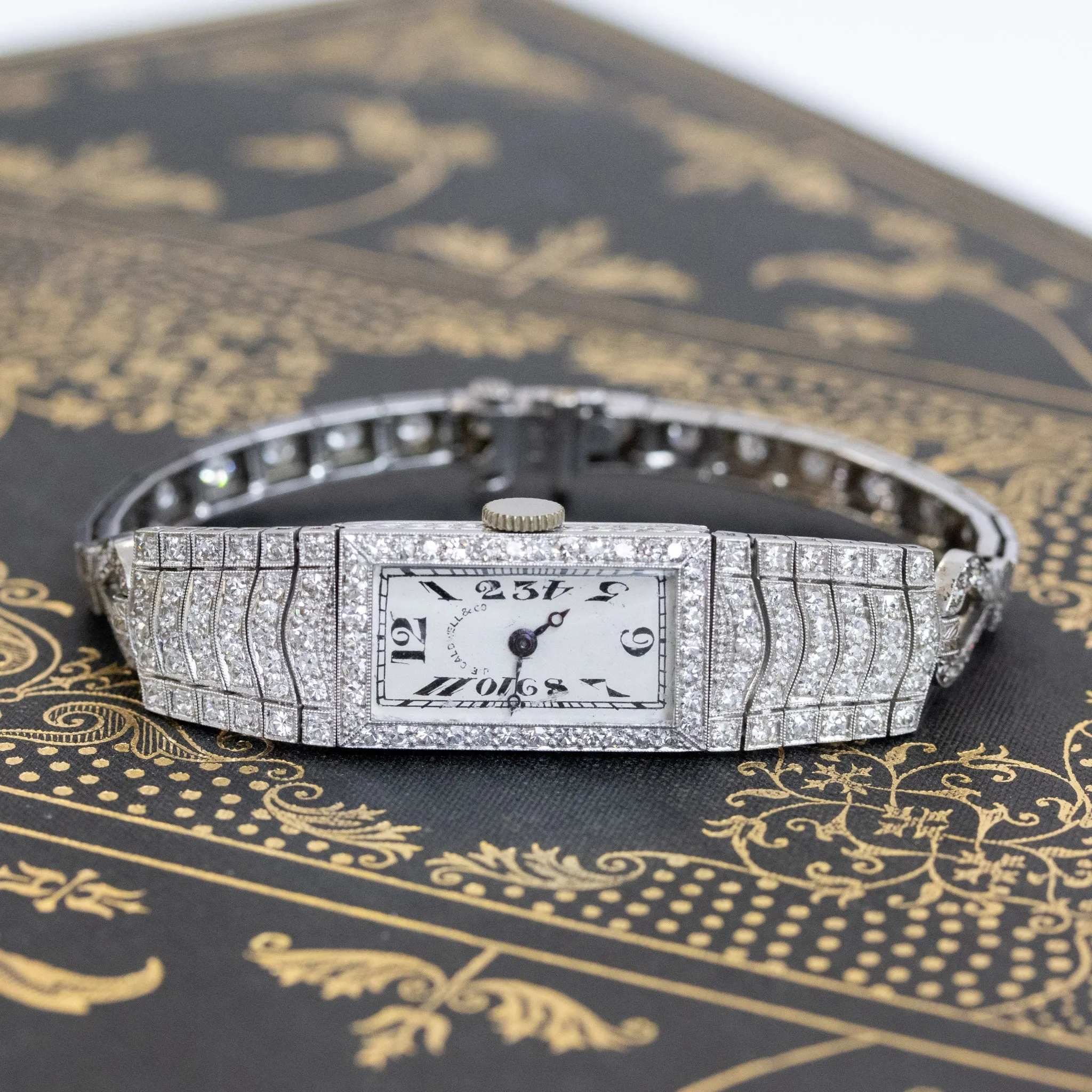 Art Deco Platinum Diamond Watch by JE Caldwell
