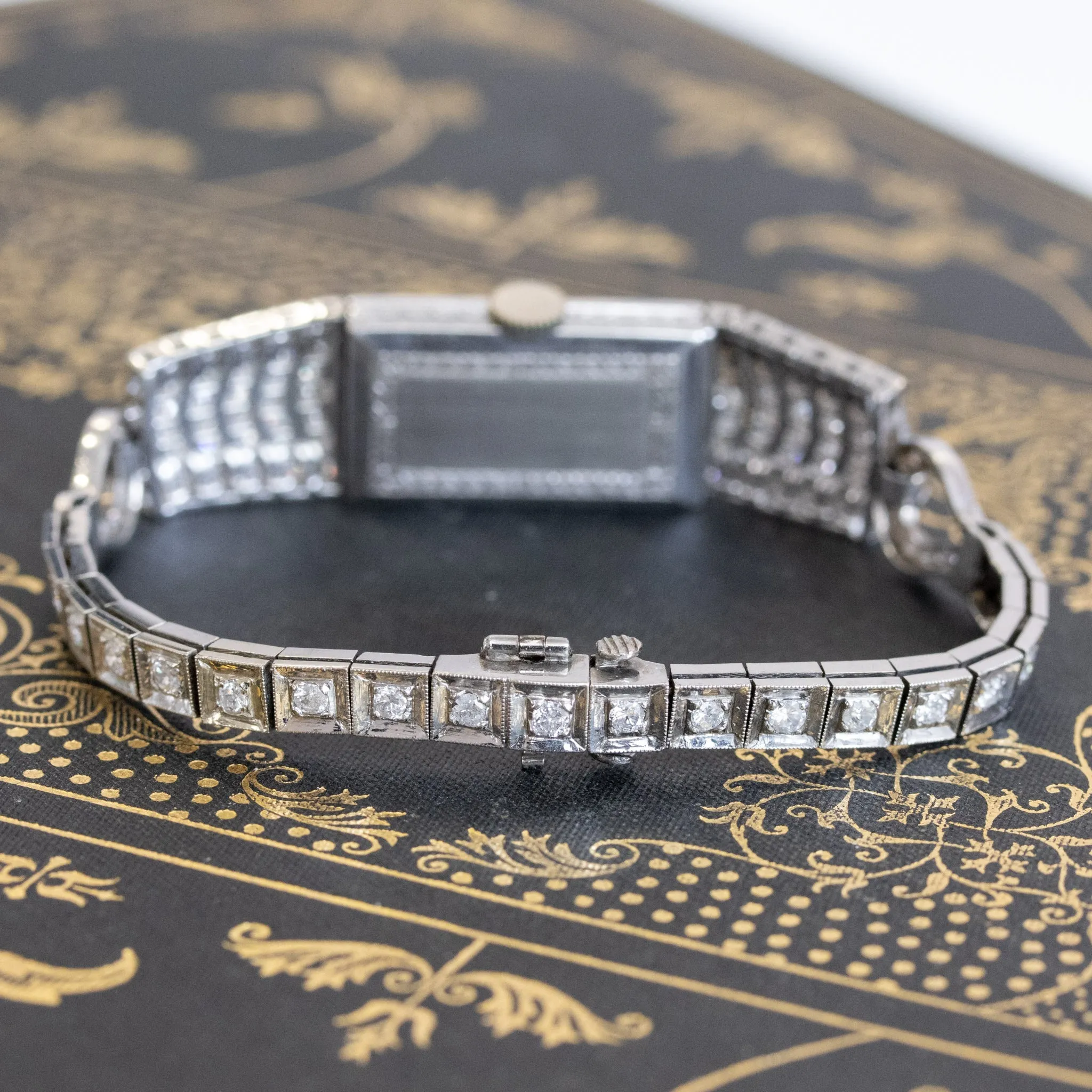 Art Deco Platinum Diamond Watch by JE Caldwell