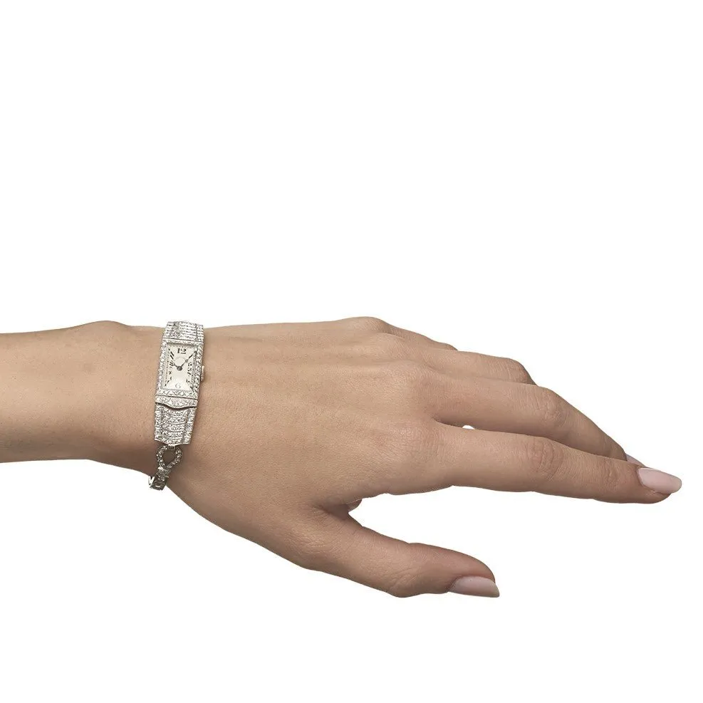 Art Deco Platinum Diamond Watch by JE Caldwell