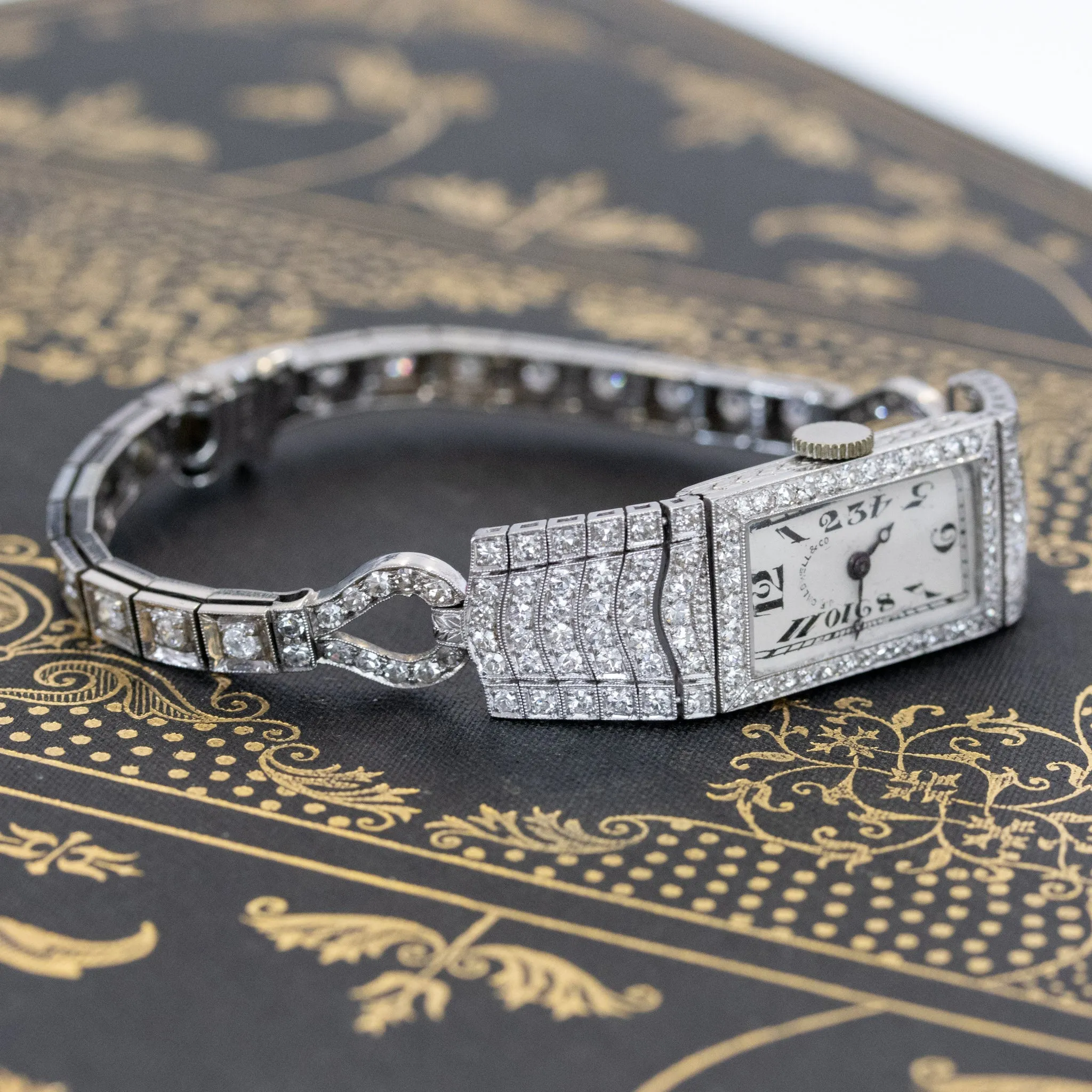 Art Deco Platinum Diamond Watch by JE Caldwell