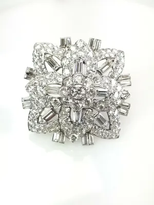Art Deco Vintage Estate Antique Platinum 12 CT Natural Diamonds Broche / Pendant